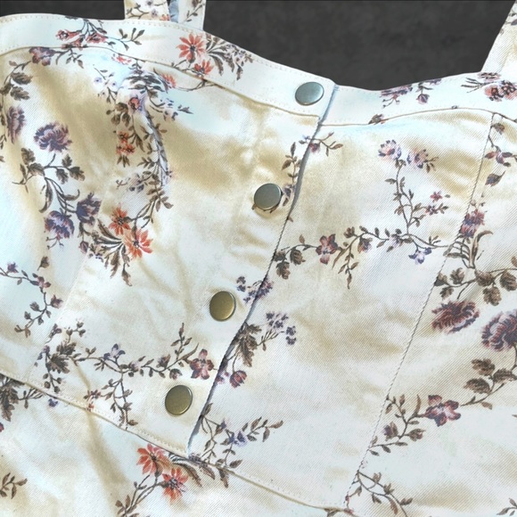 No Boundaries Overall Dress Floral White Denim 2XX/19 - Picture 15 of 16